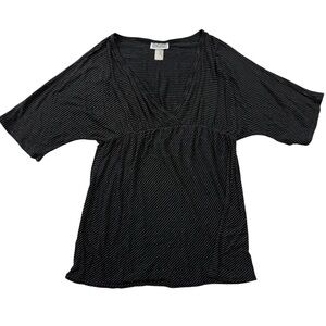 oh!mamma Wrap Front Maternity Top – Black & Gray Stripe – XL Kimono Sleeve Tunic